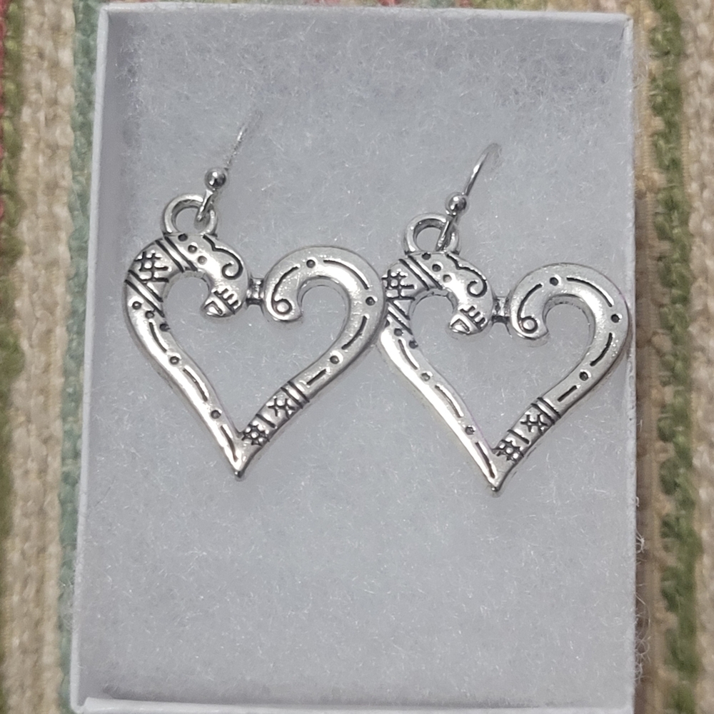 Silver Heart Earrings - Picture 2 of 3